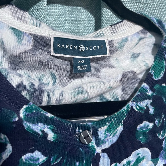 Karen Scott XXL Blue Blossom Cardigan - Picture 5 of 5